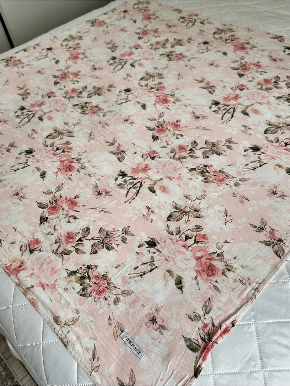 Posh Peanut Pink Floral Swaddle Blanket “Everly Rose”